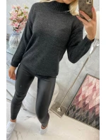 Polovičný sveter s rolákom grafitový Polovičný sveter s rolákom grafitový