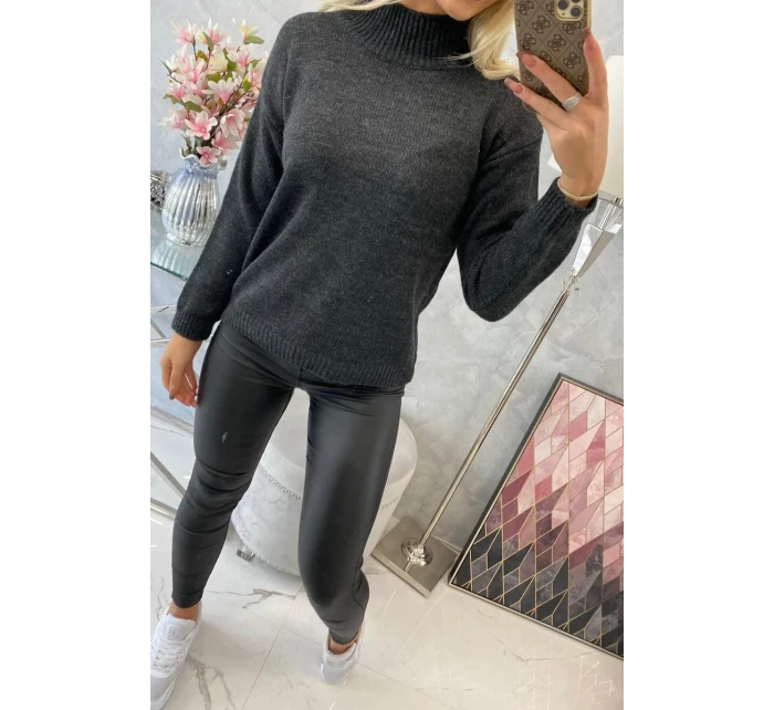 Polovičný sveter s rolákom grafitový Polovičný sveter s rolákom grafitový