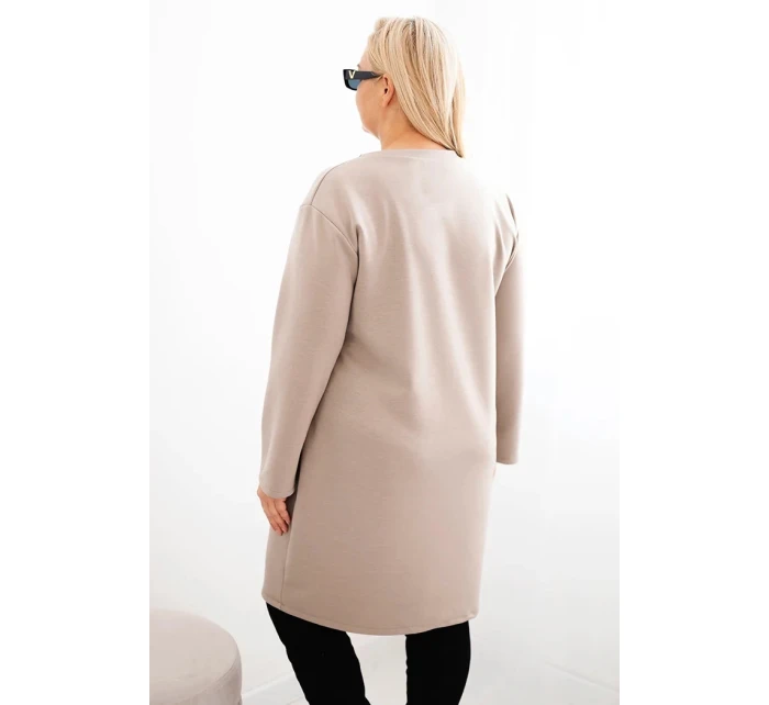 Dámské šaty Plus Size máslo s kapsou a rukávem 3/4 fango