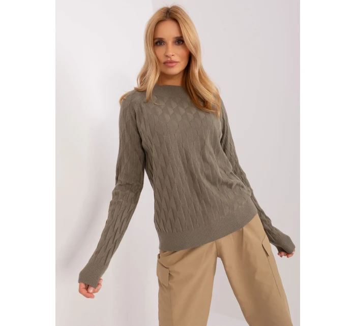 Sweter AT SW model 18904835 khaki - FPrice Sweter AT SW model 18904835 khaki - FPrice