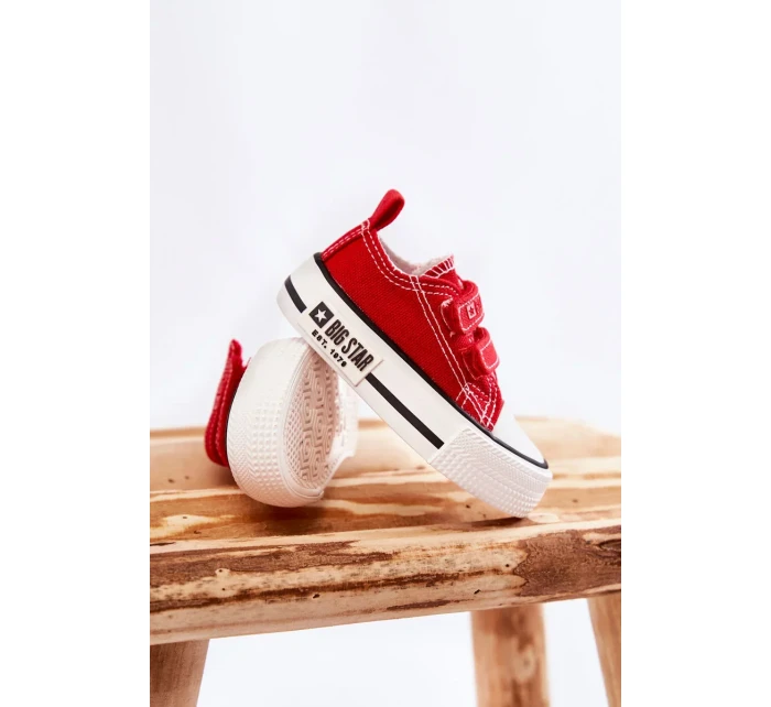 Dětské látkové tenisky se suchým zipem BIG STAR KK374076 Červená