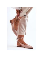 Dámske baleríny s uzlami a kamienkami 6140 Beige - Diamantique