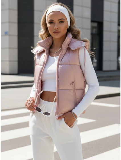 Dámská prošívaná vesta růžová Dstreet model 21970003 - FashionStreet