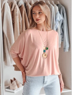 Dámska oversize maslová blúzka s príveskom LUZVIA powder pink Dstreet RY2774