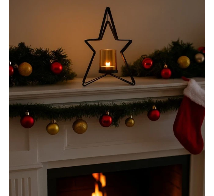 KOVOVÝ SVIETNIK 31,5 CM HVIEZDA SĽUDA