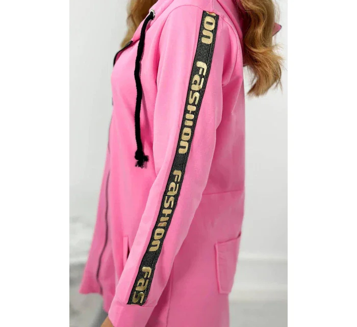 Mikina so zipsom na chrbte svetlo ružová