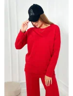 Bavlnený komplet Mikina + Nohavice so širokými nohavicami červený