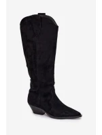 Ocieplane Kozaki Kowbojki Na Obcasie Z Eko Zamszu Czarne Jovianne Ocieplane Kozaki Kowbojki Na Obcasie Z Eko Zamszu Czarne Jovianne