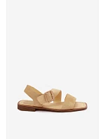 Dámské sandály na ploché podrážce se zlatou přezkou Žluté model 22125656 - Boto