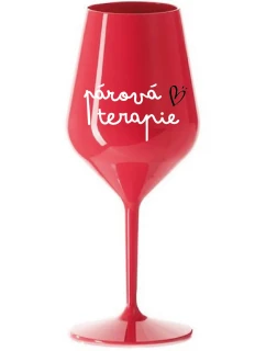 PÁROVÁ TERAPIE - červená nerozbitná sklenice na víno 470 ml