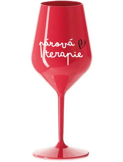 PÁROVÁ TERAPIE - červená nerozbitná sklenice na víno 470 ml