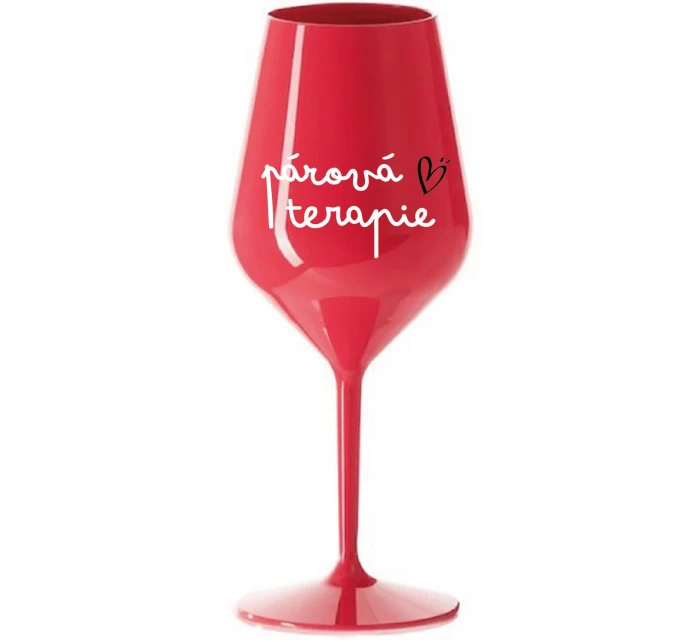 PÁROVÁ TERAPIE - červená nerozbitná sklenice na víno 470 ml