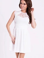 Dámske spoločenské šaty s rozšírenou sukňou EMAMODA biele - Biela / S - YNS