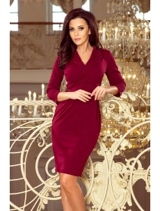 Elegantné dámske šaty v bordovej farbe s výstrihom model 7213743