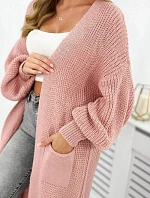Sveter dlhý kardigán púdrovo ružový