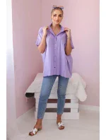 Bavlnené tričko s krátkym rukávom fialové