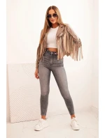 Dámská bunda z eko kůže s třásněmi ve stylu boho fango