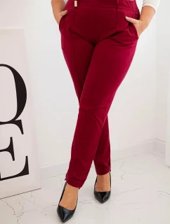 Dámske bavlnené nohavice s elastickým pásom v bordovej farbe