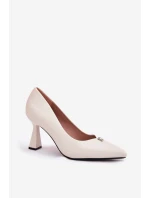 Eleganckie Czółenka Na Rozszerzanej Szpilce Vinceza 62222 Beżowe