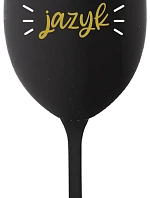 CHRASTÍ MI JAZYK - čierny pohár na víno 350 ml