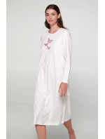 Dámska nočná košeľa s dlhým rukávom 19514 biela/škvrnitá - Vamp