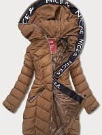Hnedá dámska páperová bunda pre prechodné obdobie (2M-001)