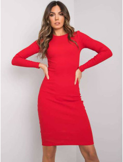 Červené rebrované šaty s okrúhlym výstrihom (5131-09)