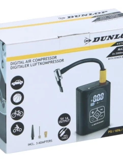 KOMPRESOR DO AUTA DUNLOP 150 PSI DIGITÁLNY KOMPRESOR S FUNKCIOU POWERBANK