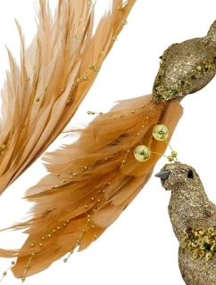 OZDOBNÝ VTÁK NA KLIPE 38CM ZLATÝ