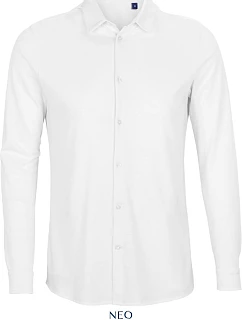 Men Piqué košile s dlouhým rukávem white model 22499809 - NEOBLU