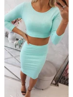 Súprava blúzky a sukne v mätovej farbe Súprava blúzky a sukne v mätovej farbe