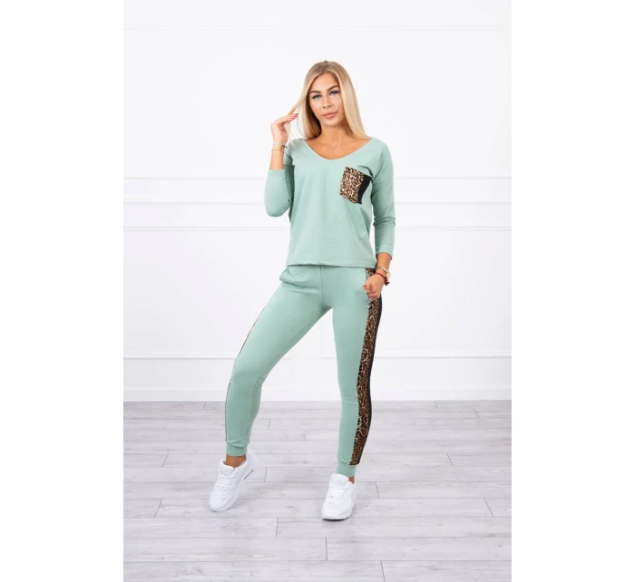 Tmavo mätová sada s leopardím potlačou