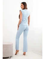 Dámský komplet s model 22084841 halenkou a širokými kalhotami modrý - K-Fashion Dámský komplet s model 22084841 halenkou a širokými kalhotami modrý - K-Fashion