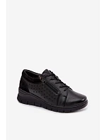 Kožené dámské polobotky na platformě model 22100881 Černé - VINCEZA Kožené dámské polobotky na platformě model 22100881 Černé - VINCEZA