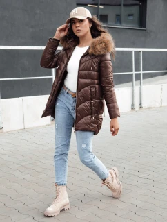 Dámská zimní bunda s kapucí hnědá Dstreet model 21979344 - FashionStreet