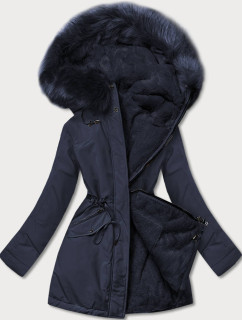 Tmavomodrá teplá dámska obojstranná zimná bunda (W610)