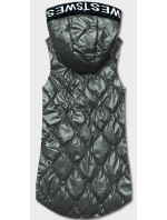 Dámska vesta v khaki farbe s kapucňou (B8149-11)