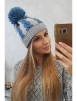 Dámska čiapka s brmbolcom Rozalia K323 denim+grey