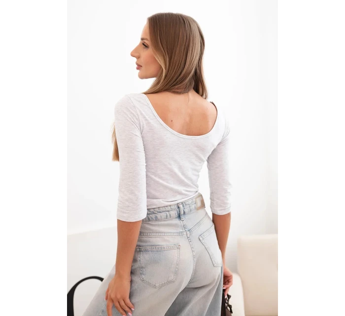Blúzka s okrúhlym výstrihom svetlo sivá