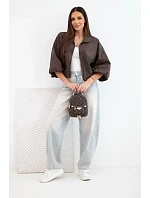 Dámska bavlnená bunda typu bomber na zips, hnedá Dámska bavlnená bunda typu bomber na zips, hnedá