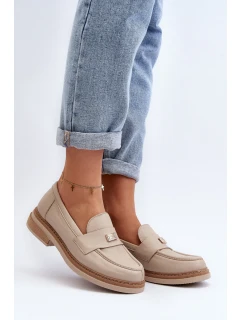 Zazoo 20165 Skórzane Mokasyny Damskie Beżowe