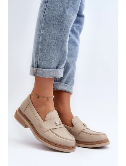 model 21648148 Dámské kožené mokasíny béžové - Zazoo