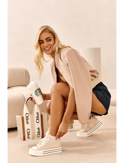 Dámské tenisky na platformě béžové model 21652307 - Boto Dámské tenisky na platformě béžové model 21652307 - Boto