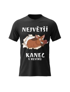 Pánské bavlněné tričko s potiskem - NEJVĚTŠÍ KANEC - černé