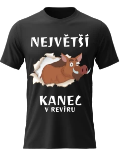 Pánské bavlněné tričko s potiskem - NEJVĚTŠÍ KANEC - černé