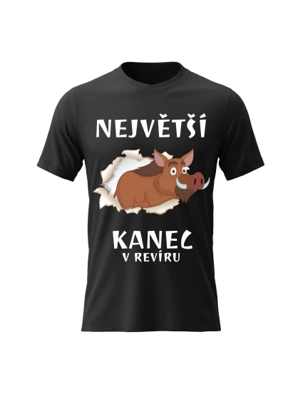 Pánské bavlněné tričko s potiskem - NEJVĚTŠÍ KANEC - černé