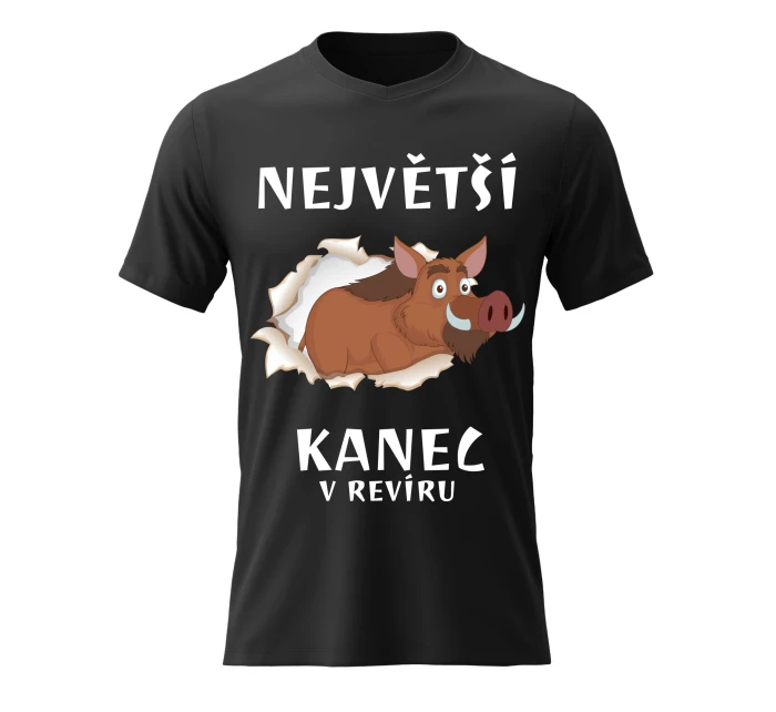 Pánské bavlněné tričko s potiskem - NEJVĚTŠÍ KANEC - černé