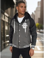 Pánska bunda bomber s kapucňou sivá FashionStreet TX5017