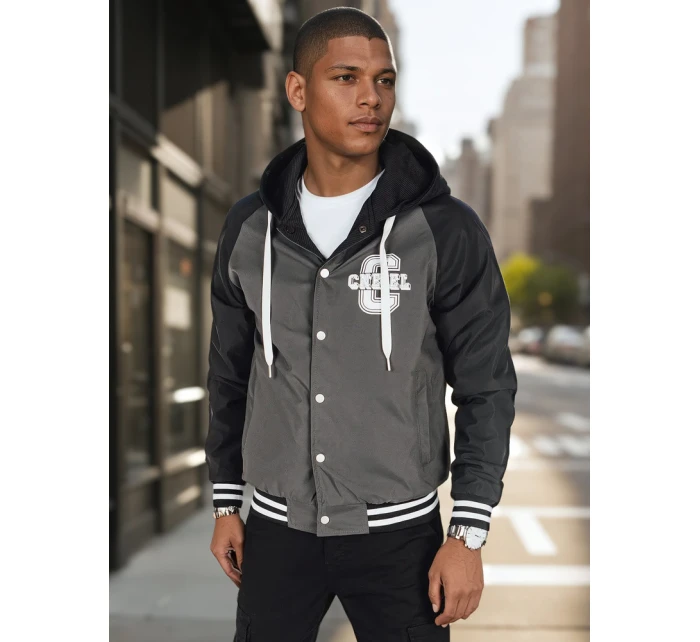 Pánska bunda bomber s kapucňou sivá FashionStreet TX5017