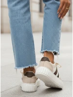 Dámske kožené tenisky na hrubej platforme béžovej farby FashionStreet ZY1393